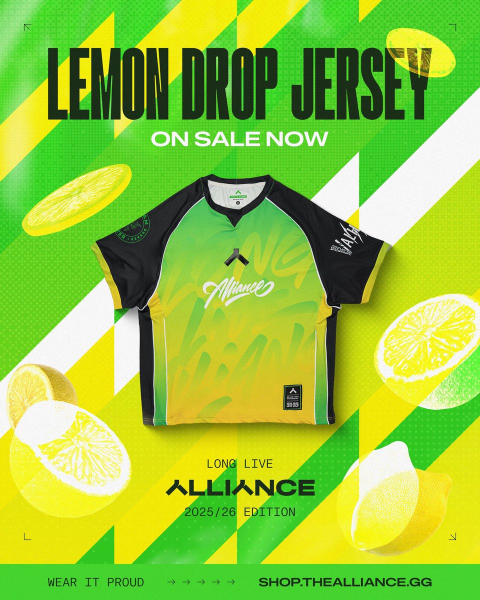 We need your support!

Best way --&gt; buy the Jersey

Three days left to order the lemon drop with custom print ✍️ 

👕 shop.thealliance.gg