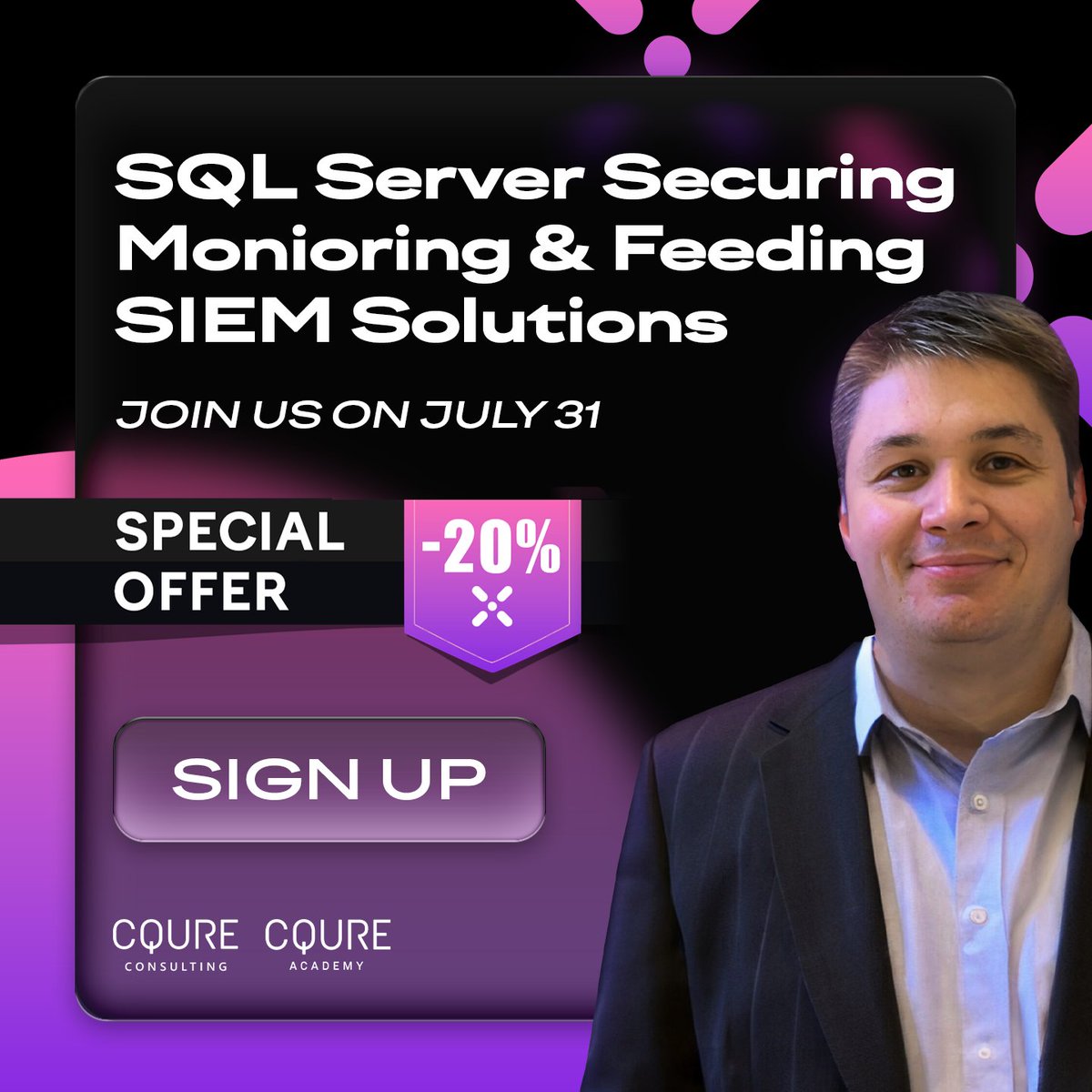 SQL injection attacks are some of the most common web hacking techniques. Are you prepared for them?

I recommend the upcoming 1-day course with my colleague, Damian Widera, Microsoft MVP &amp; Software Engineer 

You can still sign up for Jul 31st and get the special 20% off the