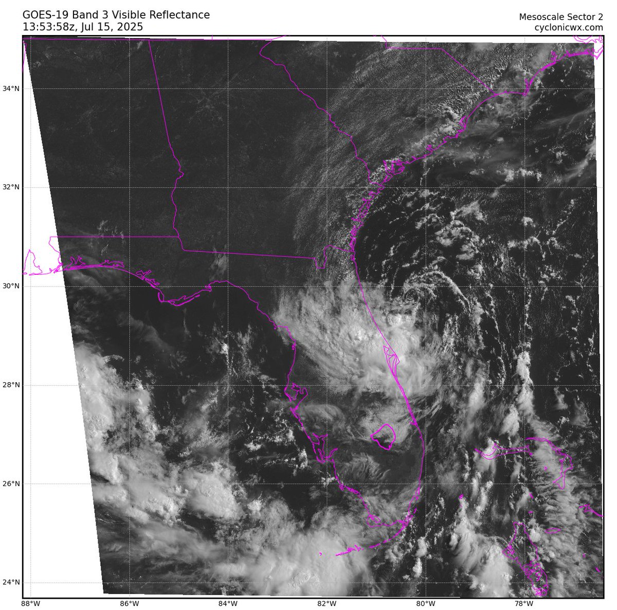 cyclonicwx's tweet image. #93L passed near buoy this morning, showing pressures are down to around 1014mb. However the storm itself doesn't look good as the LLC has sheared off and convection is limited. Some of the guidance keeps it over land now, and if it does get into the Gulf it will likely have a…