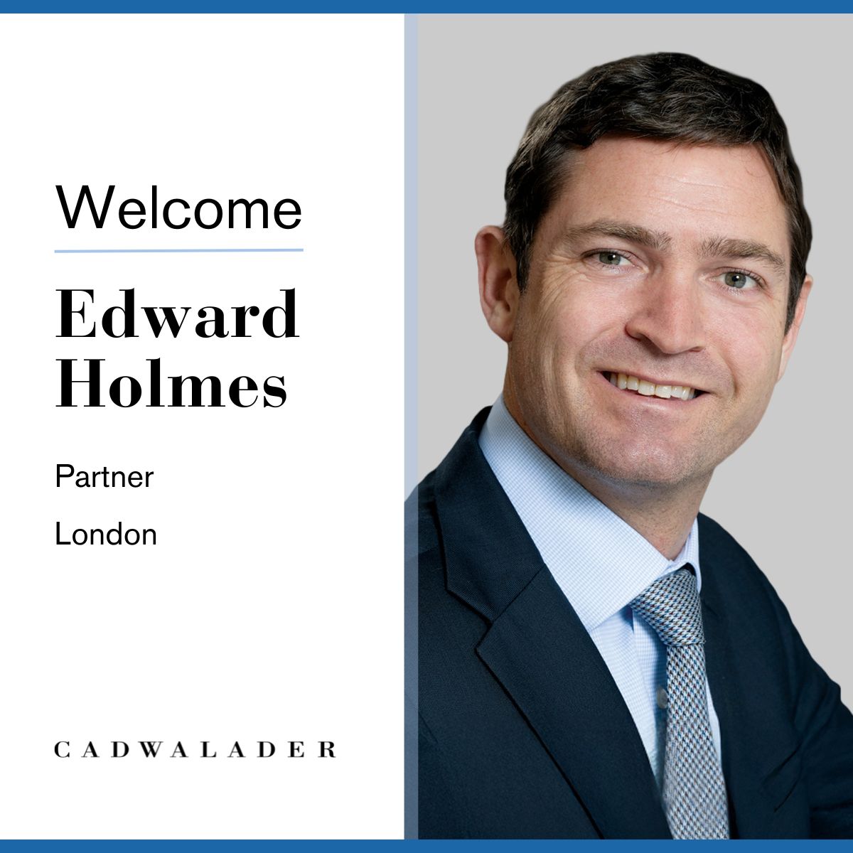 We are thrilled to welcome Edward Holmes to Cadwalader as a partner on the finance team.

Ed’s expertise will elevate our leveraged finance and private credit practice and will deepen our trans‐Atlantic offering to clients.

Learn more here: bit.ly/44wFyyn