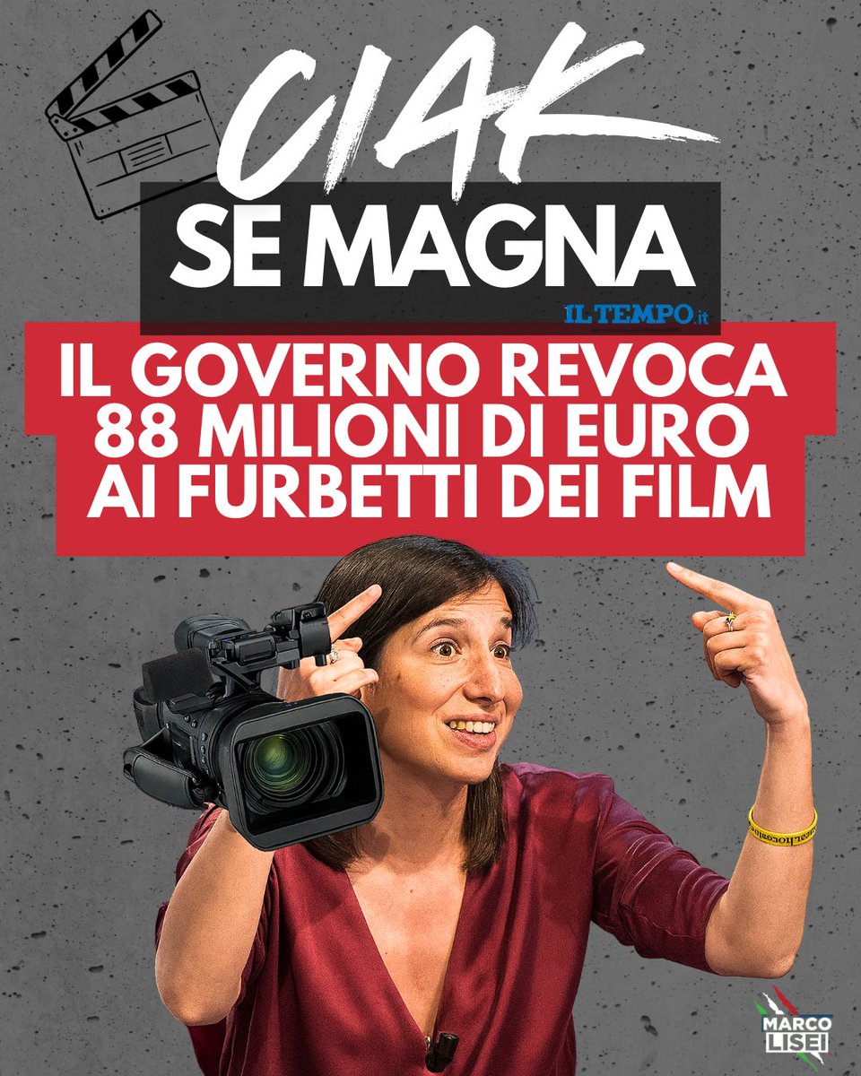 Marcolisei's tweet image. Con il Governo Meloni finisce lo spreco di denaro pubblico per film inutili sostenuti dalla sinistra. Non è un caso se attori e celebrità si dichiarano di sinistra: per anni sono stati finanziati con i soldi degli italiani. Questa è la verità. Viva la cultura vera, viva il…