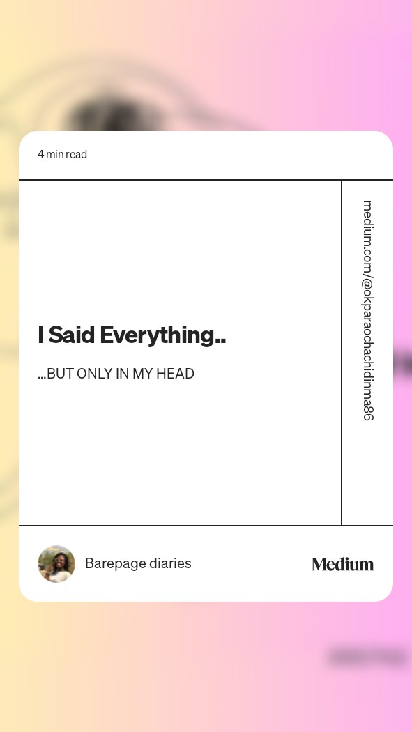 Chitoyin7's tweet photo. Hi guys!A new episode of Bare Page Diaries is out. 

This one is for us who have more conversations in our head than in real life.

If you’ve ever walked away from a moment wishing you had said something, I hope this one meets you where you are.

Enjoy👇
https://t.co/x57H3SmkvU https://t.co/v1K6R5G4IQ