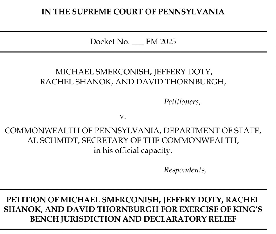 New: a group of independent voters is asking the state supreme court to declare Pennsylvania's closed primary system unconstitutional. Story to come later today.