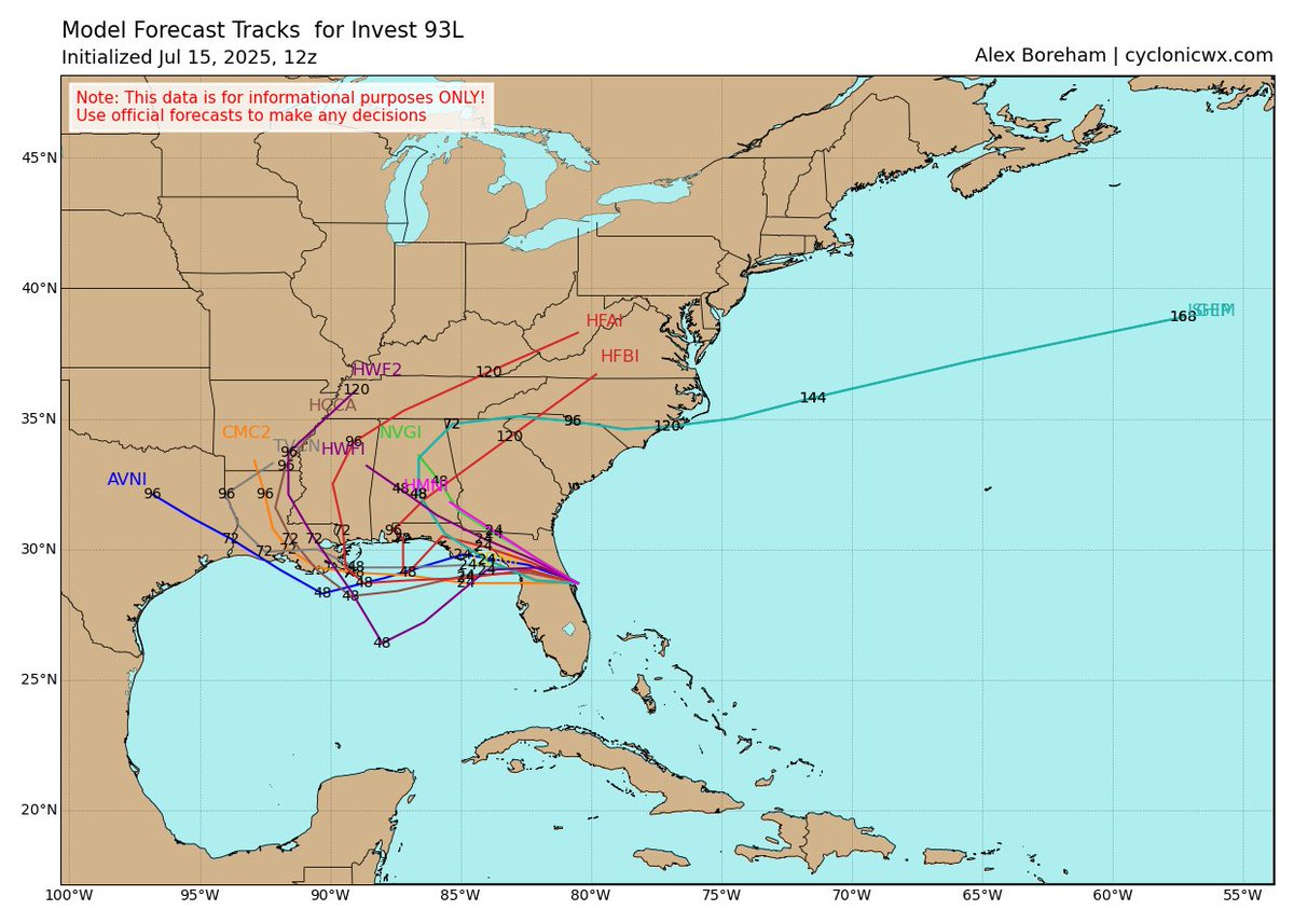 cyclonicwx's tweet image. #93L passed near buoy this morning, showing pressures are down to around 1014mb. However the storm itself doesn't look good as the LLC has sheared off and convection is limited. Some of the guidance keeps it over land now, and if it does get into the Gulf it will likely have a…