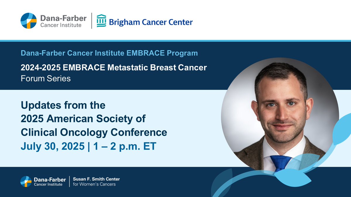 DanaFarber's tweet image. Please join @PTarantinoMD to learn about updates on treatment and research for metastatic breast cancer from the 2025 @ASCO Conference. For more information and to register, please visit bit.ly/4lprw7N.