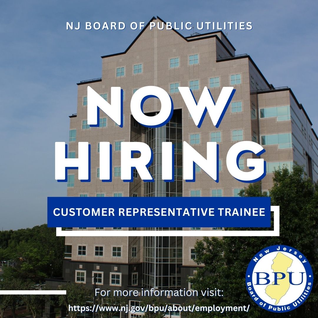 NJBPU's tweet image. NJBPU is now hiring! We are currently accepting applications for the role of Customer Representative Trainee in our Office of Cable Television & Telecommunication until July 25th.
For more information on how to apply, visit bit.ly/4eORRcD.