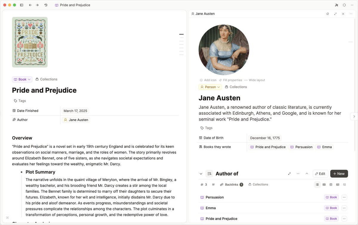 Time for another update… Let’s get into it! 🎉

🔁 Two-way linking of properties
You can now create two-way links between properties of different object types—changes update automatically in both directions.

Perfect for modeling cleaner relationships like “Author” ↔ “Books