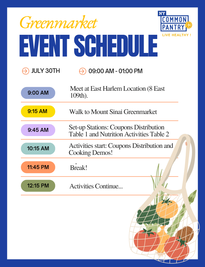 We are looking for Chinese-speaking volunteers who can assist NYCP’s Live Healthy! team during the first day of the Greenmarket Season 2025 on Wednesday, July 30th from 9AM - 1PM. 
Sign up link here: bit.ly/3IqSU6w