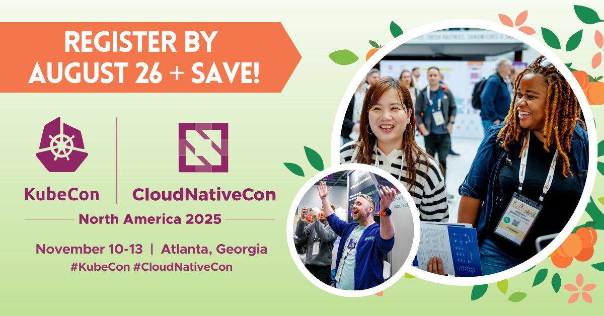 CloudNativeFdn's tweet image. π Want to expand learning further?
Arrive early for co-located events on Nov 10 before #KubeCon + #CloudNativeCon North America kicks off in ATL!
Jump into projects & topics like Argo, security, #AI & more.
π hubs.la/Q03wN8H90
ποΈ Register now + save:β¦