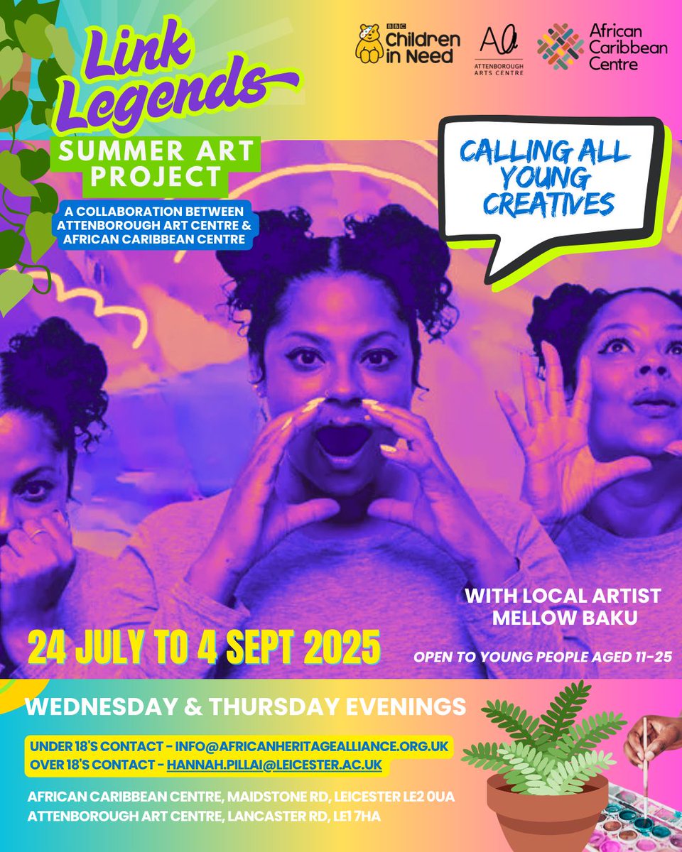 AttenboroughAC's tweet image. #OPPORTUNITY: Link Legends: Summer Art Project for Young Creatives from @attenboroughac&apos;s Next Gen and the African Caribbean Centres ‘Link’ project to collaborate from 24 July to 4 September.

Learn more to participate:
🔗 buff.ly/IZuf1Bg