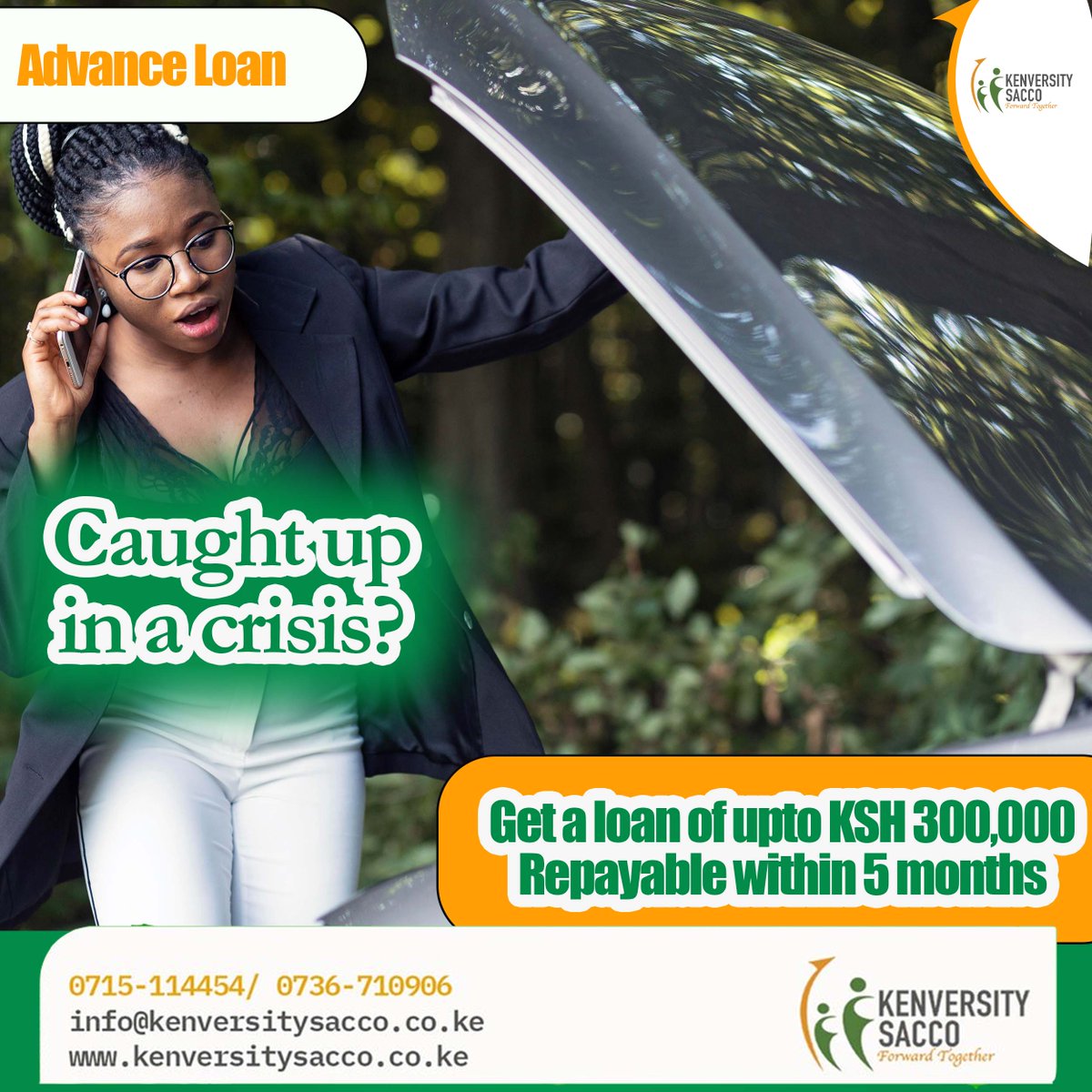 kenversity's tweet image. Need some quick cash? Our advance loan gives you instant access to cash that is payable within 5 months. Fast, flexible and reliable! #KenversitySacco #MbelePamoja