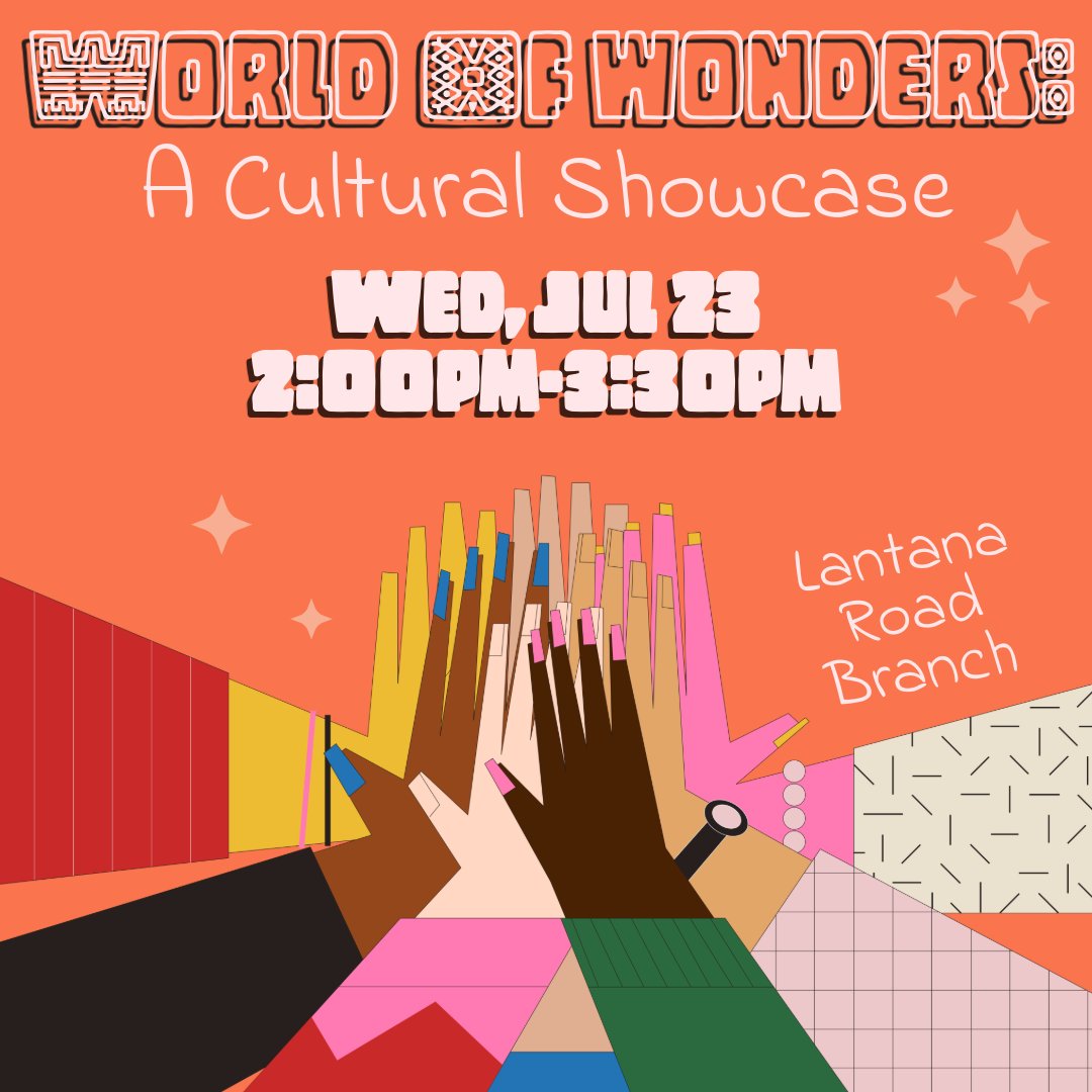 pbclibrary's tweet image. World of Wonders: A Cultural Showcase! Explore the history, art and flavors of over 15 cultures from around the globe! Discover unique traditions and enjoy snacks and refreshments as you journey through a world of experiences - all in one place!