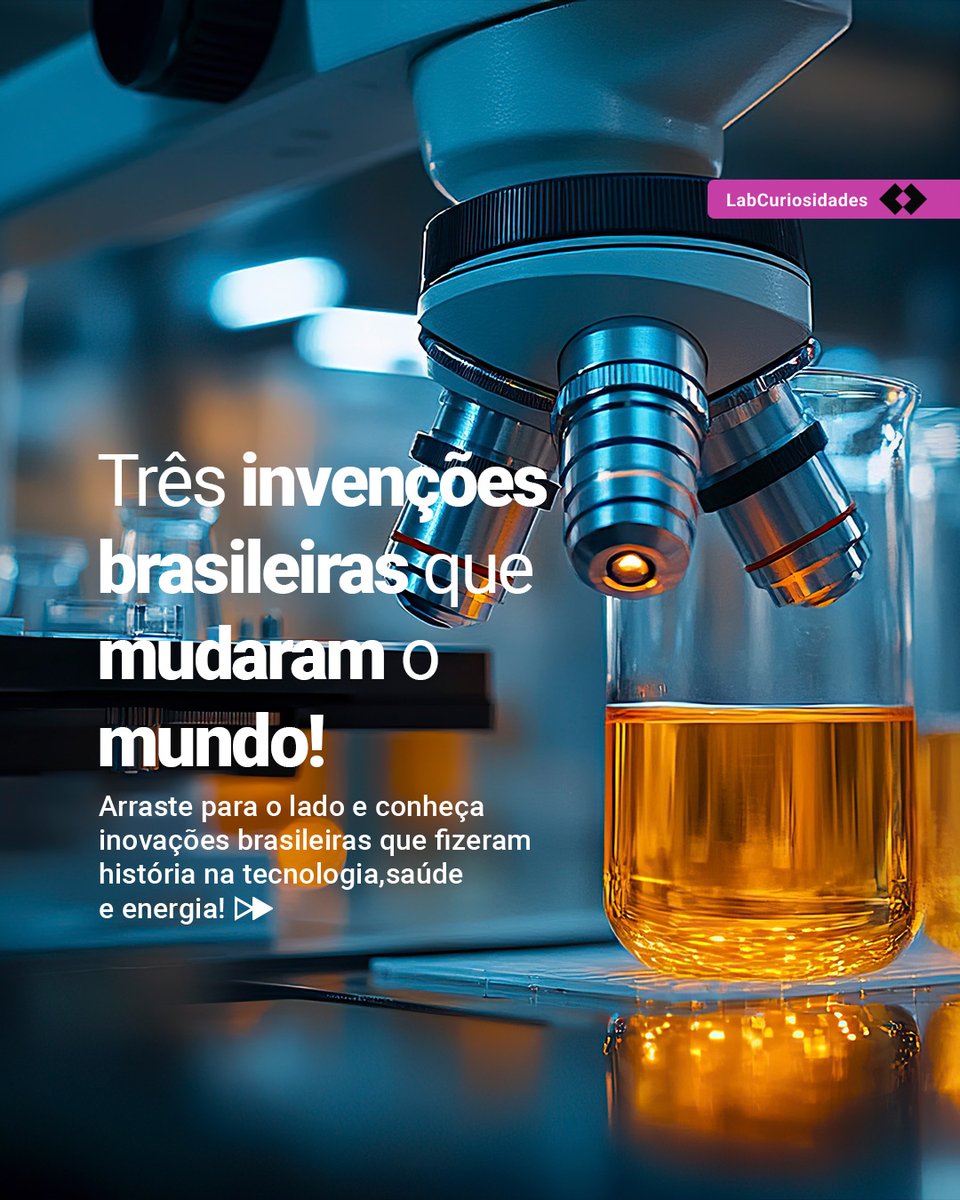 LabHackerCD's tweet image. Você sabia que algumas das invenções que o mundo usa até hoje nasceram no Brasil? 🇧🇷✨
Deslize e descubra 3 ideias geniais que têm a assinatura brasileira. #LABHacker