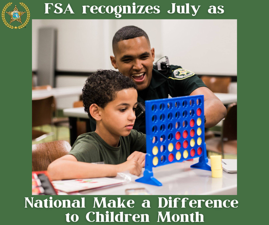 FLSheriffs's tweet image. FSA recognizes #MakeADifferenceToChildrenMonth and the value of giving back to the community. 💚
