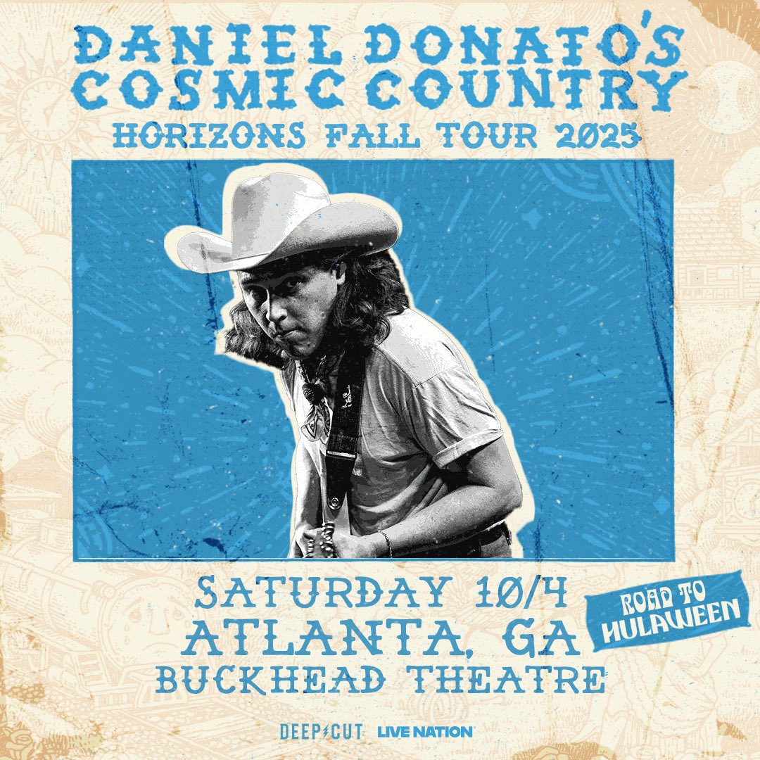 DEEP CUT (@deepcutpresents) on Twitter photo 🤠 Howyadern, ATL?! Let’s get cosmic together with <a href="/danieljdonato/">Daniel Donato</a> and Cosmic Country at <a href="/BuckheadTheatre/">Buckhead Theatre</a> on Oct 4th, 2025 for the Horizons Fall Tour. This will be an official Road to <a href="/HulaweenFL/">Suwannee Hulaween</a> performance by DDCC! 👻✨
🎟️: in bio
⏰: on sale 7/16 at 10 AM ET 🤠 Howyadern, ATL?! Let’s get cosmic together with <a href="/danieljdonato/">Daniel Donato</a> and Cosmic Country at <a href="/BuckheadTheatre/">Buckhead Theatre</a> on Oct 4th, 2025 for the Horizons Fall Tour. This will be an official Road to <a href="/HulaweenFL/">Suwannee Hulaween</a> performance by DDCC! 👻✨
🎟️: in bio
⏰: on sale 7/16 at 10 AM ET