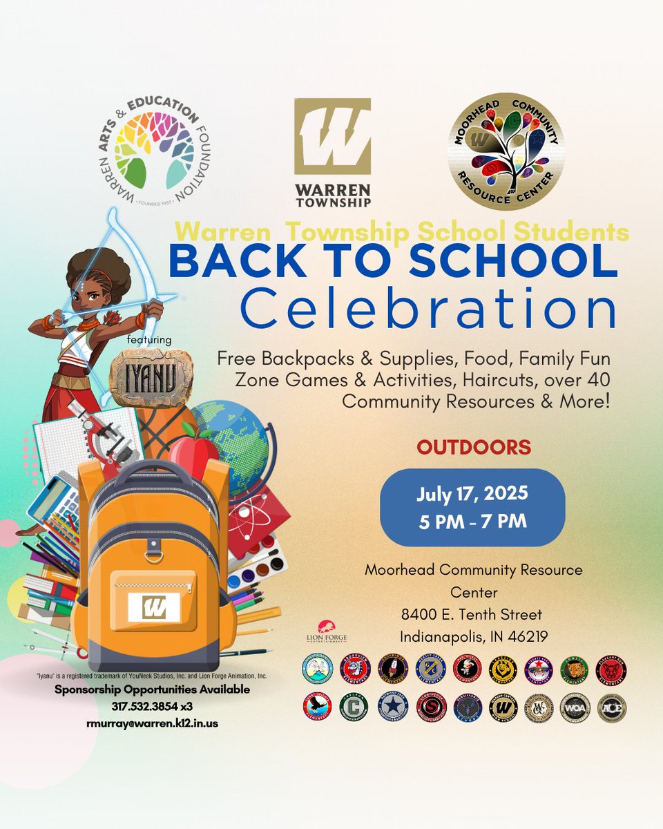 LionForgeEnter's tweet image. Hey Indianapolis! 🏙️ Proud to partner with Warren Township Schools for their Back-to-School celebration! 🎒
July 17, 5-7 PM: Free supplies, food, games + FREE screening of Iyanu episodes 1-3!
Every kid deserves to see themselves as the hero. ✨
#Iyanu #BackToSchool…