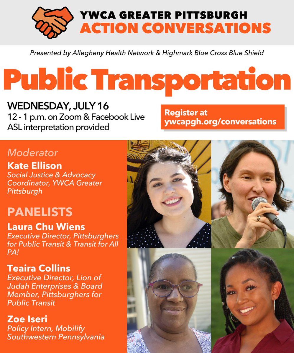 mobilifyswpa's tweet image. Tomorrow from Noon to 1 p.m., our policy intern, Zoe Iseri, will serve as a panelist on the @ywcapgh's #publictransportation forum!
Zoe and other panelists will talk about what the proposed cuts to @PGHtransit mean to our community.
Interested? 👉tinyurl.com/2c74x6w3