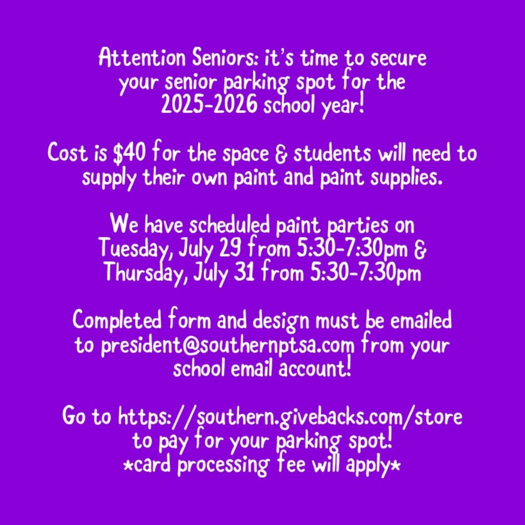 PTSA is offering parking lot spaces again this year! Follow the instructions on this post to apply for one!