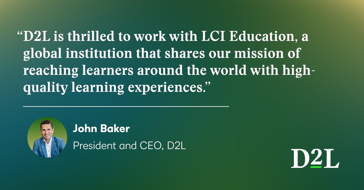 We’re proud to share that LCI Education has chosen D2L Brightspace to support its non-credit and online programs in Montréal and Vancouver, enhancing learning across its global network.
ow.ly/Y3fp50Wpq5O