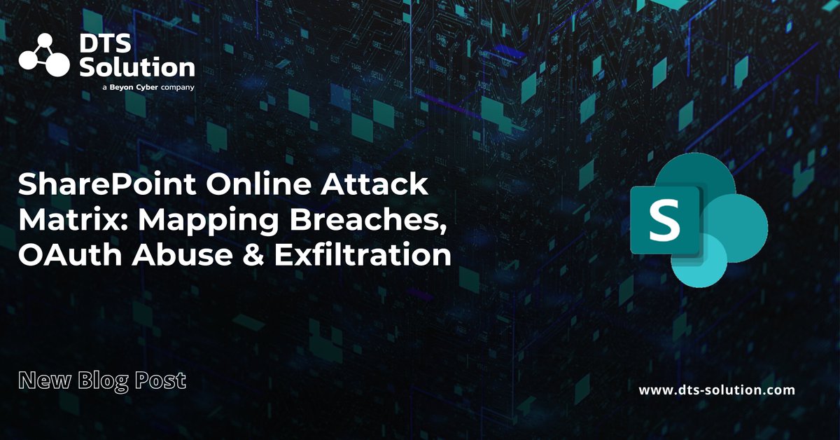 If you treat SharePoint as "just storage," you're overlooking real threats. 
From OAuth abuse to data leaks, SharePoint can be a launchpad for attacks. 
See the attack matrix and how to stop them: dts-solution.com/sharepoint-onl…
__ 
#DTSSolution #CloudSecurity #Sharepoint