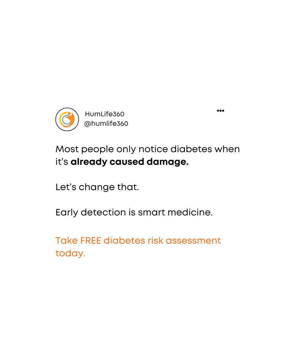 Most people wait until it’s serious. You don’t have to.
🚨 Take control while you still can—free risk check available now.

humlife360.com/diabetes-risk-…

#diabetesawareness #diabetespreventionprogram #DiabetesPrevention #bloodsugarbalance #EarlyDetection #EarlyDetectionMatters
