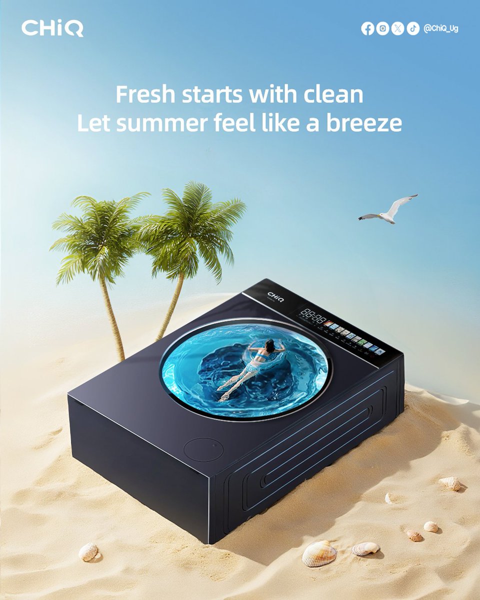 CHiQ_Uganda's tweet image. Fresh clothes, fresh start. 🌴Let CHiQ washing machines keep your summer clean, cool, and carefree. 📷 #CHiQ #Smartwithstyle #SmartSummerWithCHiQ