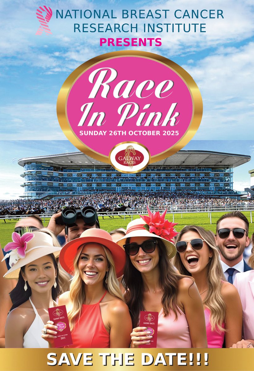 National Breast Cancer Research Institute (@bcresearchire) on Twitter photo 🏇💗RACE IN PINK is Back💗🏇
due to popular demand!
📣We are so excited to announce that Race in Pink is back for 2025!
Make sure to Save the Date for an unforgettable day at the <a href="/Galway_Races/">Galway Races</a> !
📅Sunday 26th October, 2025
📍Galway Racecourse
🎟️Tickets: €150 pp - 🏇💗RACE IN PINK is Back💗🏇
due to popular demand!
📣We are so excited to announce that Race in Pink is back for 2025!
Make sure to Save the Date for an unforgettable day at the <a href="/Galway_Races/">Galway Races</a> !
📅Sunday 26th October, 2025
📍Galway Racecourse
🎟️Tickets: €150 pp -