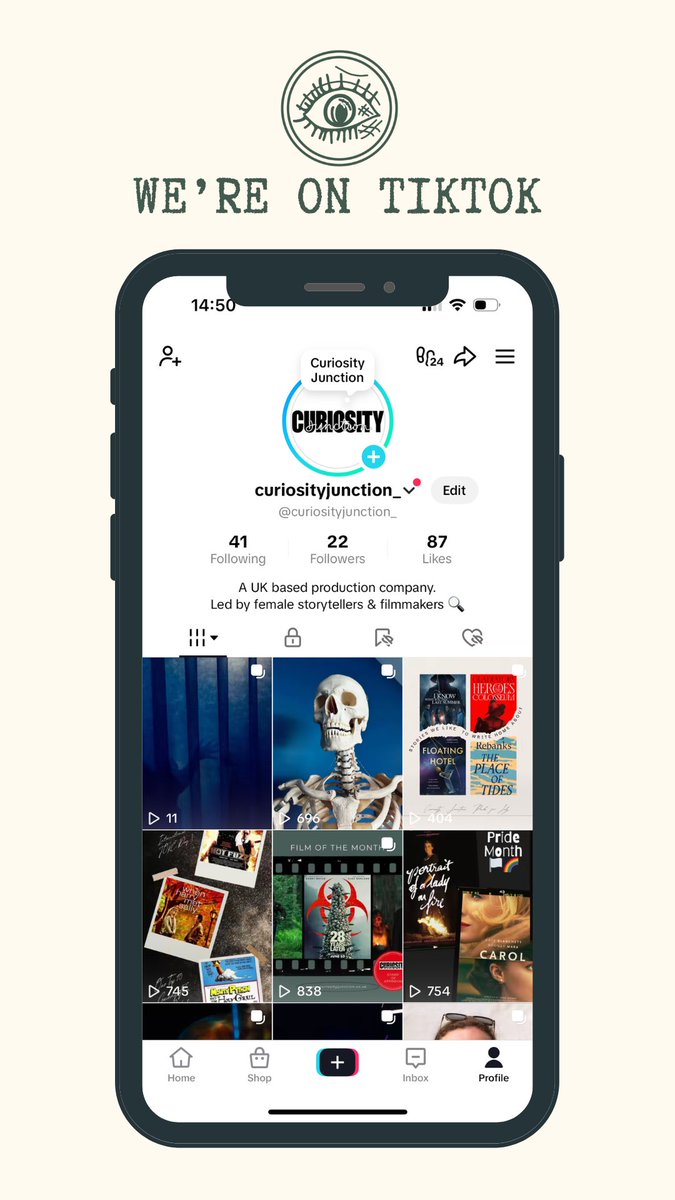 We've joined the TikTok community!

Follow us at the link below for the latest on our projects, recommendations, tips from the team &amp; BTS from all things Curiosity Junction.

tiktok.com/@curiosityjunc…

#film #tiktok #filmmakers #indiefilm #womeninfilm #producing #storytellers