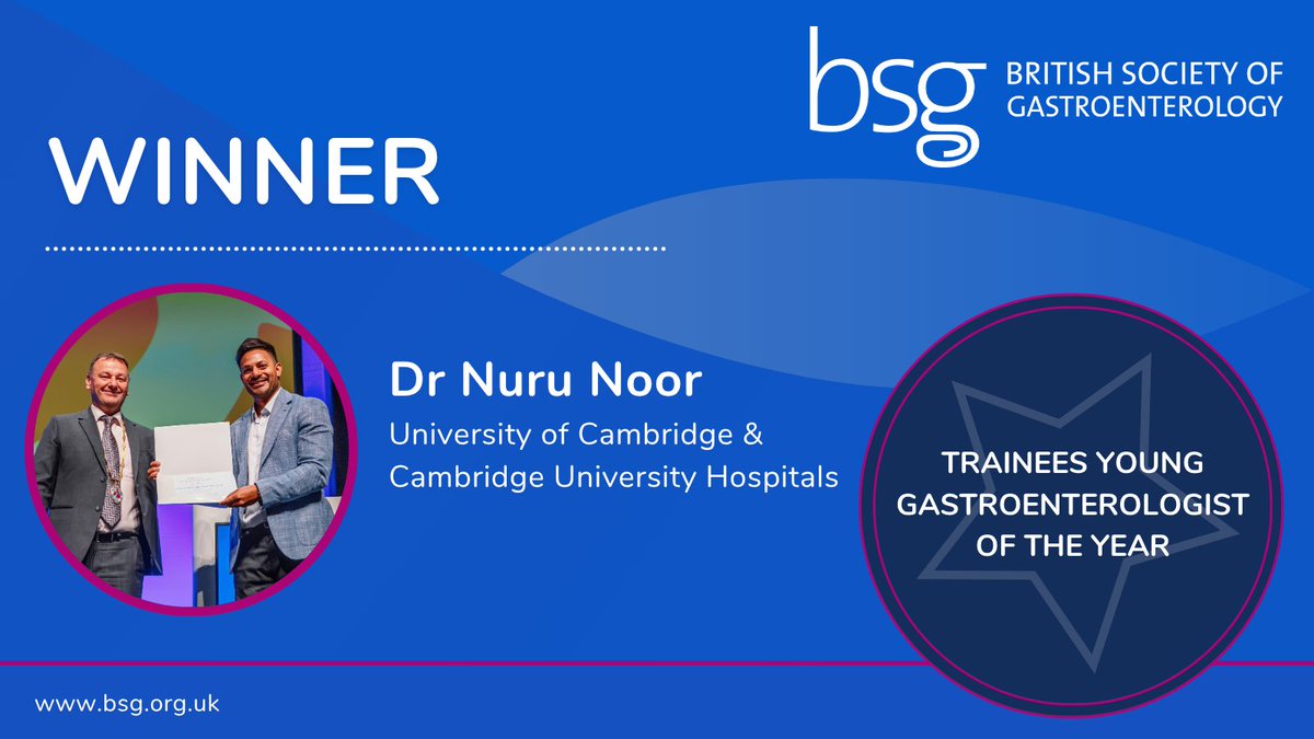 BritSocGastro's tweet image. 🚀 Congratulations to rising star Dr Nuru Noor, named Trainees Young Gastroenterologist of the Year! #BSGLIVE25 @BSGTrainees