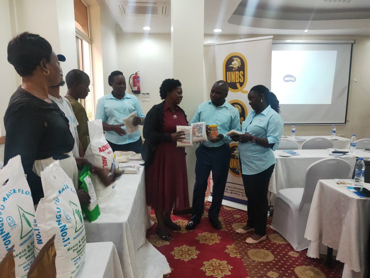 UNBSug's tweet image. The Uganda National Bureau of Standards (UNBS) is currently conducting a comprehensive training session for Micro, Small, and Medium Enterprises (MSMEs) in the grains milling and trading sector at Mbale Resort Hotel. 

The training focuses on maize, rice, millet, sorghum, and…