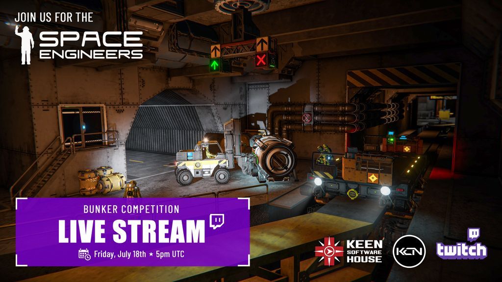 KeenSWH's tweet image. Please join us for Space Engineers Field Work Bunker Competition Livestream!
🚀 Friday, July 18th, 5 PM UTC
🛰️ Twitch: twitch.tv/keencommunityn…
🛰️ YouTube: youtube.com/@SpaceEngineers