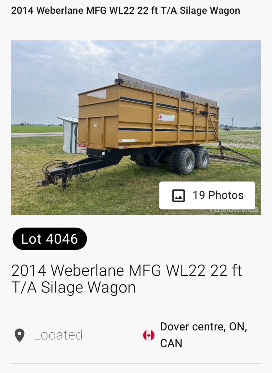 ๐ ๐ ๐ ๐ ๐ ๐ (@brookedoyle_) on Twitter photo โผ๏ธHAPPENING NOWโผ๏ธ
<a href="/RitchieBros/">Ritchie Bros.</a> Ontario Regional Event Auction. Agriculture equipment of all kinds! July 15-17. Call or text for details.
โ๏ธ226-973-2219
Checked out this silage wagon below
Closing July 16th ! โผ๏ธHAPPENING NOWโผ๏ธ
<a href="/RitchieBros/">Ritchie Bros.</a> Ontario Regional Event Auction. Agriculture equipment of all kinds! July 15-17. Call or text for details.
โ๏ธ226-973-2219
Checked out this silage wagon below
Closing July 16th !