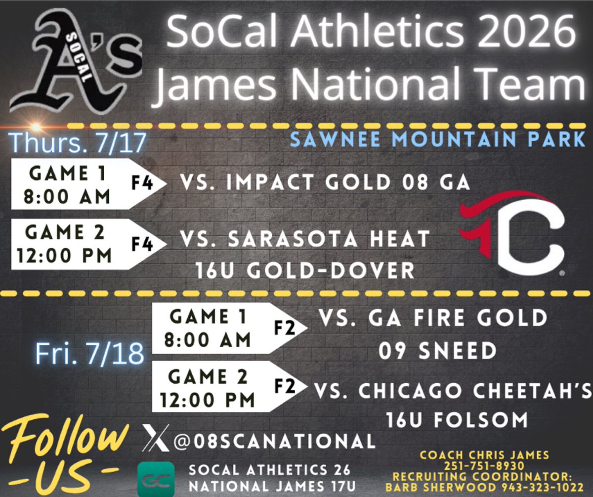 Come see us coaches!! We will be playing in Triple Crown Nationals in Atlanta, GA this weekend!!🥎 <a href="/CoachOAllZones/">AllZonesFastpitch</a> <a href="/08SCANATIONAL/">SOCAL2026</a> <a href="/BSherSB/">Barb Sherwood</a>