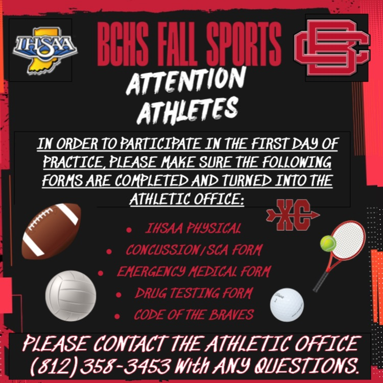 The first day of official practice for girls golf is August 1. August 4 is the official practice start date for football, volleyball, boys tennis, and girls &amp; boys cross country. Go Braves and Lady Braves!