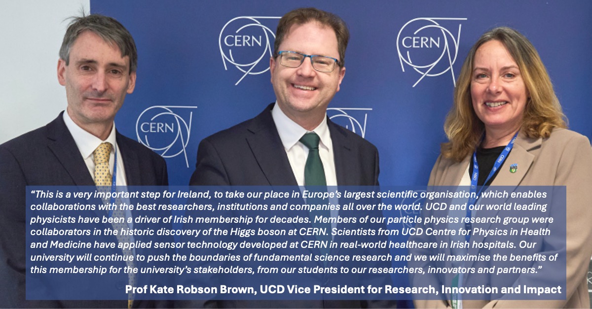UCD Research (@ucd_research) on Twitter photo .<a href="/ucddublin/">University College Dublin</a> welcomes today’s news that Ireland has become an associate member of <a href="/CERN/">CERN</a>
<a href="/UCD_physics/">UCD Physics</a> researchers play a leading role in the Irish community already active there, which will now expand due to the opportunities that membership will bring.
ucd.ie/research/news/… .<a href="/ucddublin/">University College Dublin</a> welcomes today’s news that Ireland has become an associate member of <a href="/CERN/">CERN</a>
<a href="/UCD_physics/">UCD Physics</a> researchers play a leading role in the Irish community already active there, which will now expand due to the opportunities that membership will bring.
ucd.ie/research/news/…