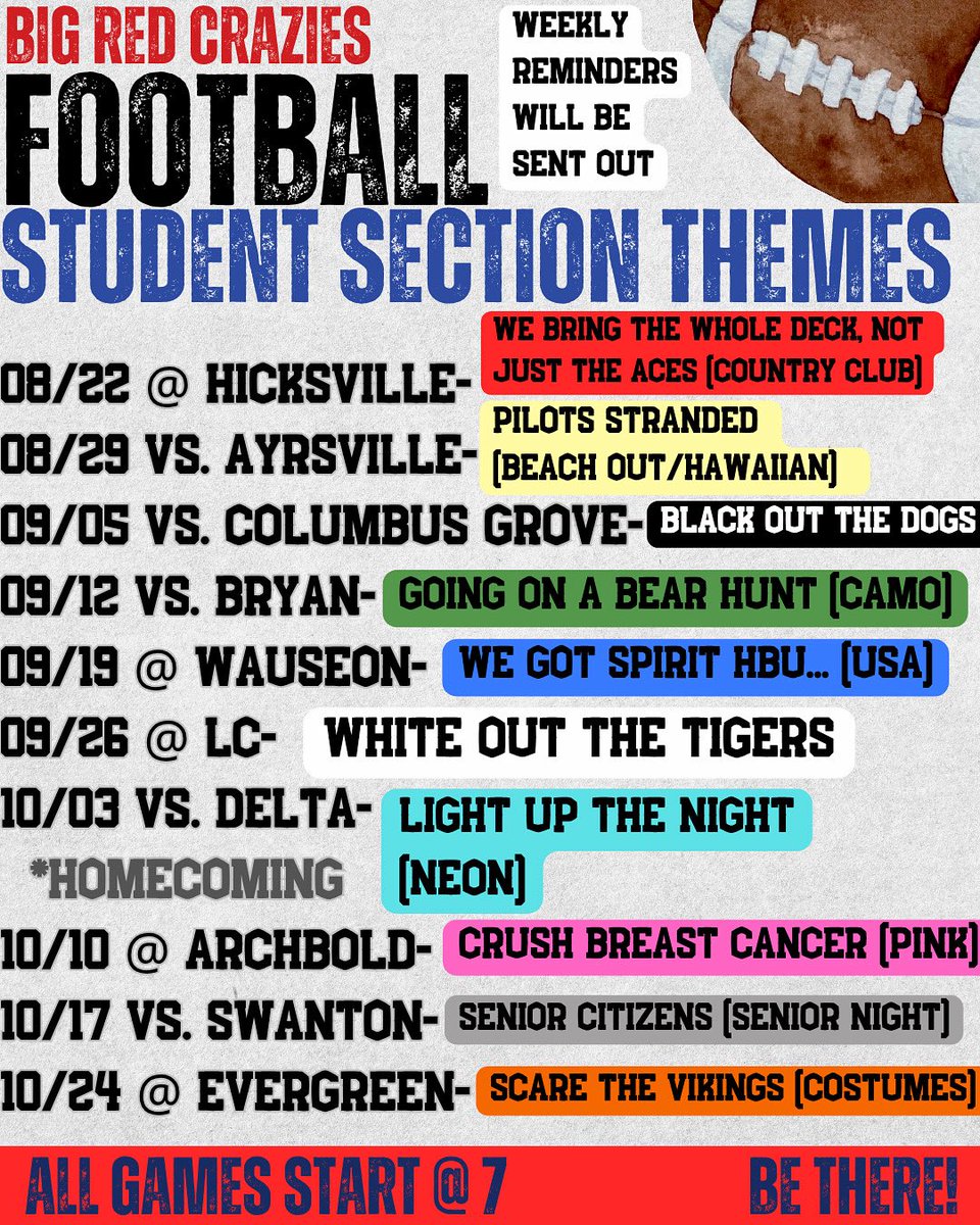 2025 Big Red Crazies Football Themes!! ❤️🤍💙
