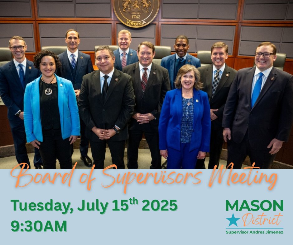 🚨 Reminder: The Fairfax County Board of Supervisors Meeting started this morning at 9:30 AM!

📺 Tune in LIVE on Channel 16 to stay updated on important decisions impacting our community.

You can also stream it online here: fairfaxcounty.gov/cableconsumer/…