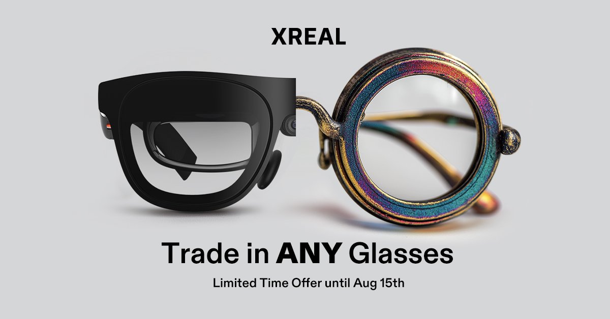 XREAL_Global's tweet image. Trade in ANY pair of Glasses ๐ โ Get up to $475 cashback on your new XREAL ONE or ONE Pro!
Old sunglasses? Prescription frames? Doesnโt matter. If itโs a pair of glasses with lenses, you can trade it in๐
Weโre the first AR brand to make it this easy ๐
Limited-time offerโฆ