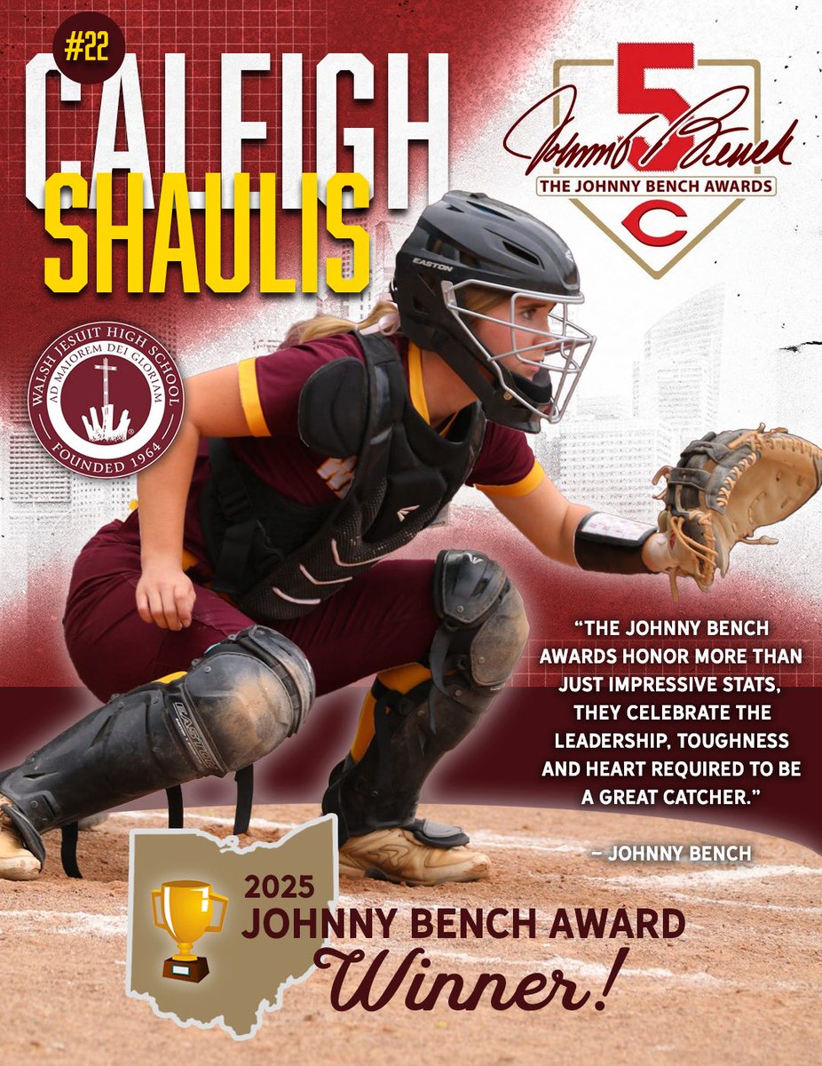 Very proud to announce that our very own <a href="/CaleighShaulis/">Caleigh Shaulis 2025</a> is the 2025 Johnny Bench Award winner for Ohio’s top softball catcher! Congrats Caleigh for achieving this huge honor! <a href="/JohnnyBench_5/">Johnny Bench</a> <a href="/WJ_Warriors/">WJ Athletics</a>