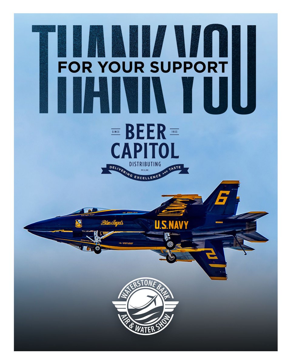 WaterStone Bank Air & Water Show (@mkeairandwater) on Twitter photo The <a href="/WaterStoneBank/">WaterStone Bank</a> Air & Water Show team extends its heartfelt thanks to Beer Capitol for your generous support. The show wouldn’t be possible without you!
#ThankYou #Milwaukee #Summer #Sponsor #AirShow #Navy #Aviation #Boating #Pilots #Performance #Event #FamilyFun The <a href="/WaterStoneBank/">WaterStone Bank</a> Air & Water Show team extends its heartfelt thanks to Beer Capitol for your generous support. The show wouldn’t be possible without you!
#ThankYou #Milwaukee #Summer #Sponsor #AirShow #Navy #Aviation #Boating #Pilots #Performance #Event #FamilyFun