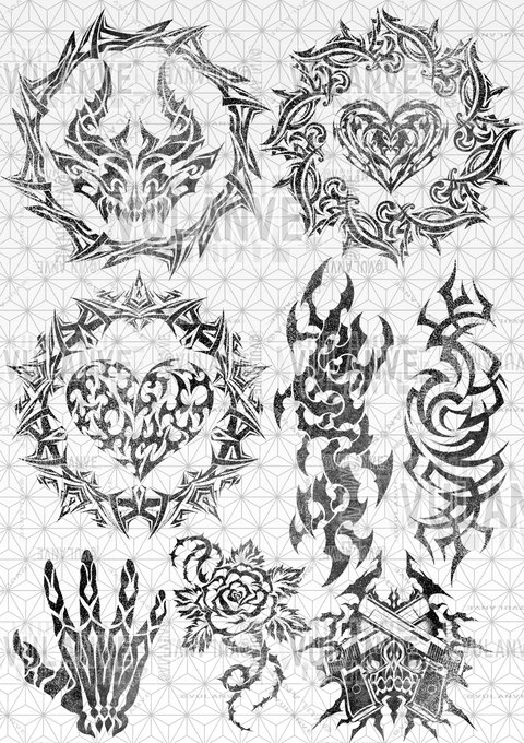 今日はオリジナルのタトゥー素材作ってた 