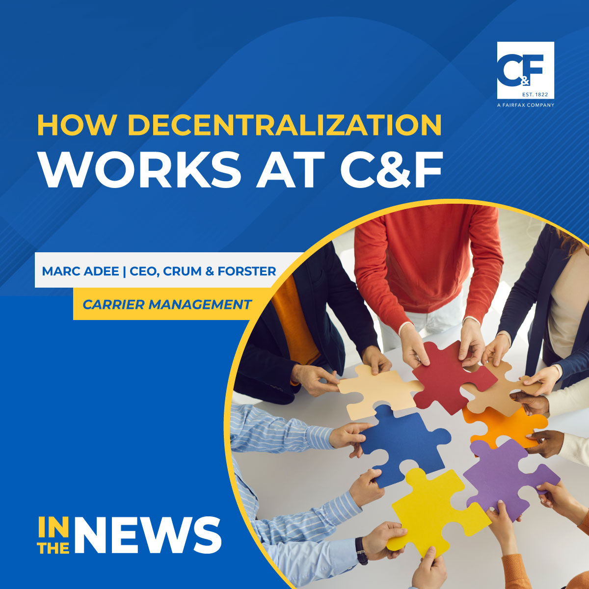 Crum & Forster (@crum_forster) on Twitter photo What does decentralization look like in practice? In this <a href="/CarrierMgmt/">Carrier Management</a> article, CEO Marc Adee offers an inside look at how Crum & Forsterâs decentralized model operates day-to-day.
Discover how this philosophy shapes our work: carriermanagement.com/features/2025/âŠ
#GreatCompanyToWorkWith What does decentralization look like in practice? In this <a href="/CarrierMgmt/">Carrier Management</a> article, CEO Marc Adee offers an inside look at how Crum & Forsterâs decentralized model operates day-to-day.
Discover how this philosophy shapes our work: carriermanagement.com/features/2025/âŠ
#GreatCompanyToWorkWith