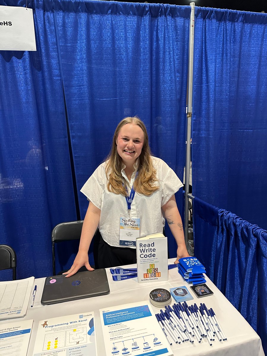 CodeHS's tweet image. Hey Mississippi teachers, are you attending the MS ACTE conference today? Swing by the CodeHS booth to learn about our state-aligned courses, say hi to our great team, and get some fun swag!
#cs #readwritecode