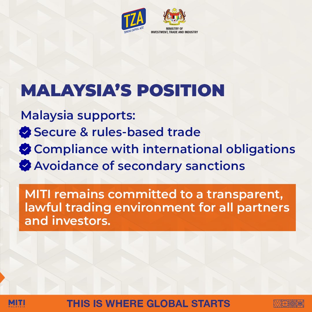 Malaysia is strengthening trade integrity! 🇲🇾 

Effective immediately, high-performance AI chips require a Strategic Trade Permit. This step closes regulatory gaps, prevents misuse, and ensures responsible trade. We are committed to secure, rules-based trade and will not tolerate