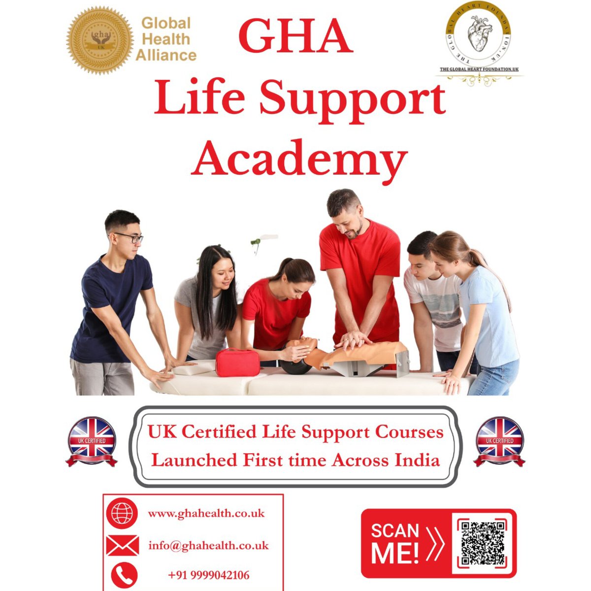GhaHealth's tweet image. ๐จ Master Life-Saving Skills with UK-Certified Training!
GHA Life Support Academy launches in India โ first aid, CPR, BLS & ACLS courses now accessible to all.
๐ ghahealth.co.uk | ๐ฉ info@ghahealth.co.uk | ๐ +91 9999042106
#India
#GHALifeSupportAcademy #LifeSupport