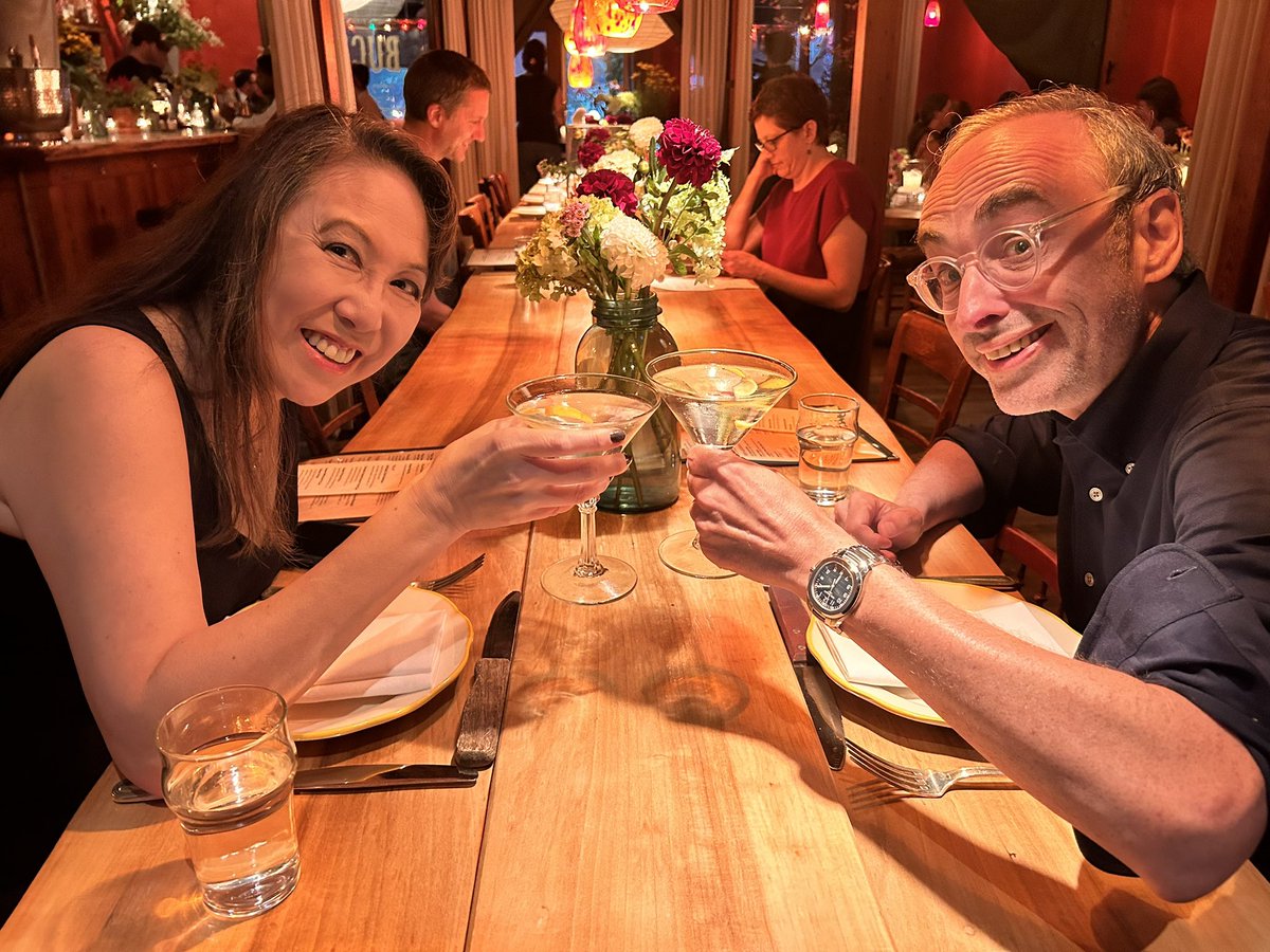 Shteyngart's tweet image. On the sub that stacks (link in bio) I experience the absolutely craziest reading ever! Meatball tshirts in Russian! Dinner down in the Comet Pizza basement. Martinis with the great Angie
Kim! Michelin-starred Ethiopian food!
See you tonight, Dallas!!!