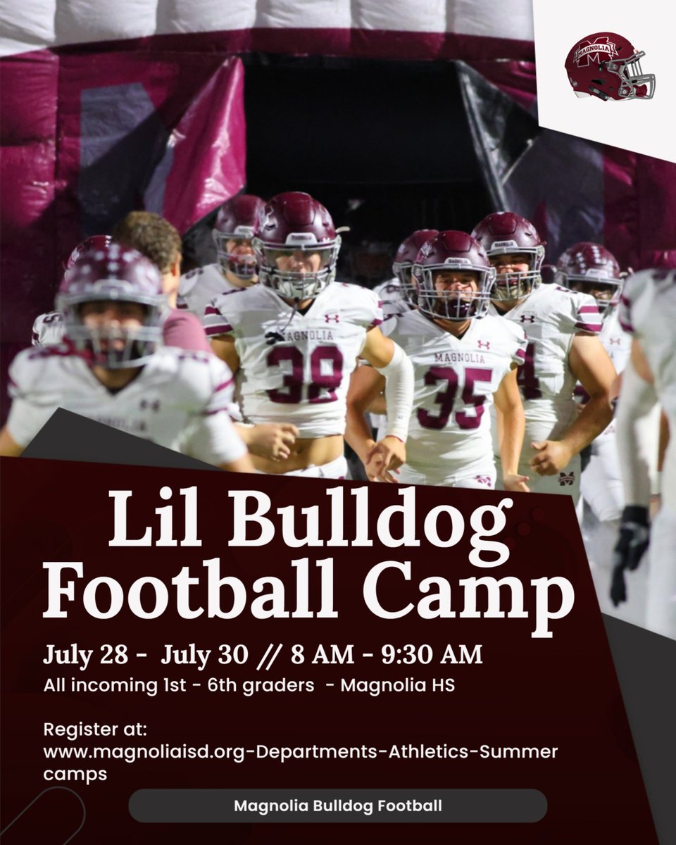 Magnolia Bulldogs Football (@dogfootball) on Twitter photo It is almost that time! Get signed up today!!! <a href="/MagISDAthletics/">Magnolia ISD Athletics</a> <a href="/MagnoliaHighTX/">Magnolia High School</a> It is almost that time! Get signed up today!!! <a href="/MagISDAthletics/">Magnolia ISD Athletics</a> <a href="/MagnoliaHighTX/">Magnolia High School</a>