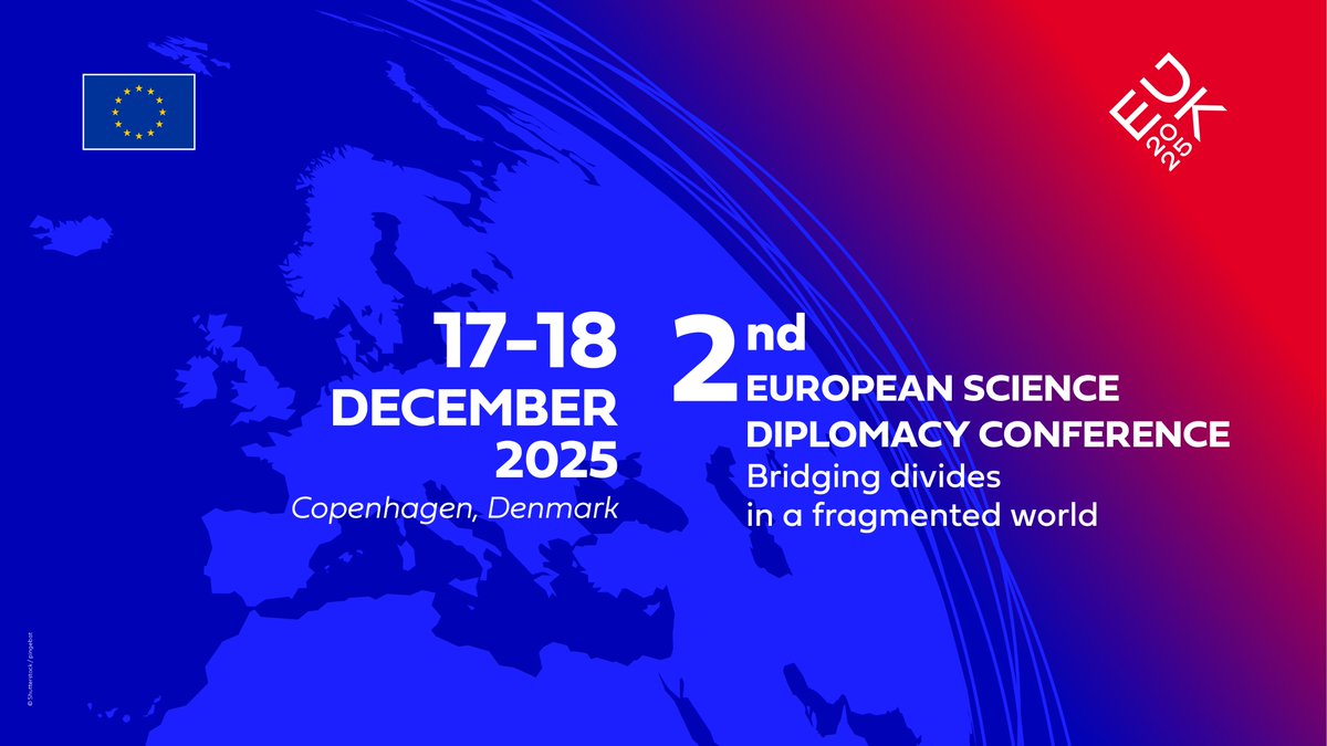 EUScienceInnov's tweet image. 🔬 Save the date! The European Science Diplomacy Conference returns on 17-18 December in Copenhagen.
Co-organised with @eu2025dk,this year’s motto will be “Bridging divides in a fragmented world”.
More info: europa.eu/!QgwhnC
#eu2025dk #ScienceDiplomacy