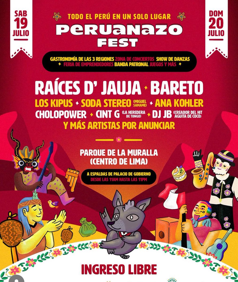 Nos vemos el sábado 19 en el parque de la muralla 🎶🔥🎶 Ingreso libre 👍
