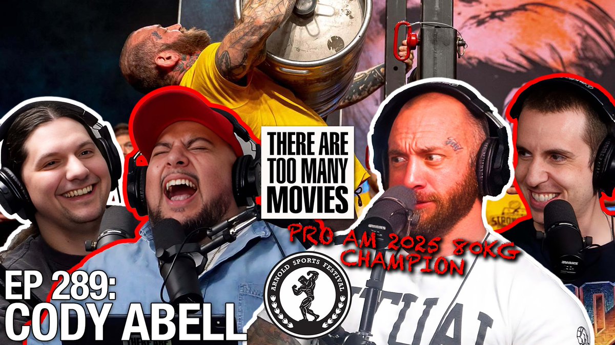 TATMMPod's tweet image. We welcome Arnold Strongman Champion Cody Abell to discuss the best muscle movies of all time, The Pitt, Miami Vice, and much more.
🎙️New episode available on Spotify, Youtube, Apple Podcasts and everywhere you get your podcasts. 🎧
🎧 Spotify: open.spotify.com/episode/34q35f…
▶️…